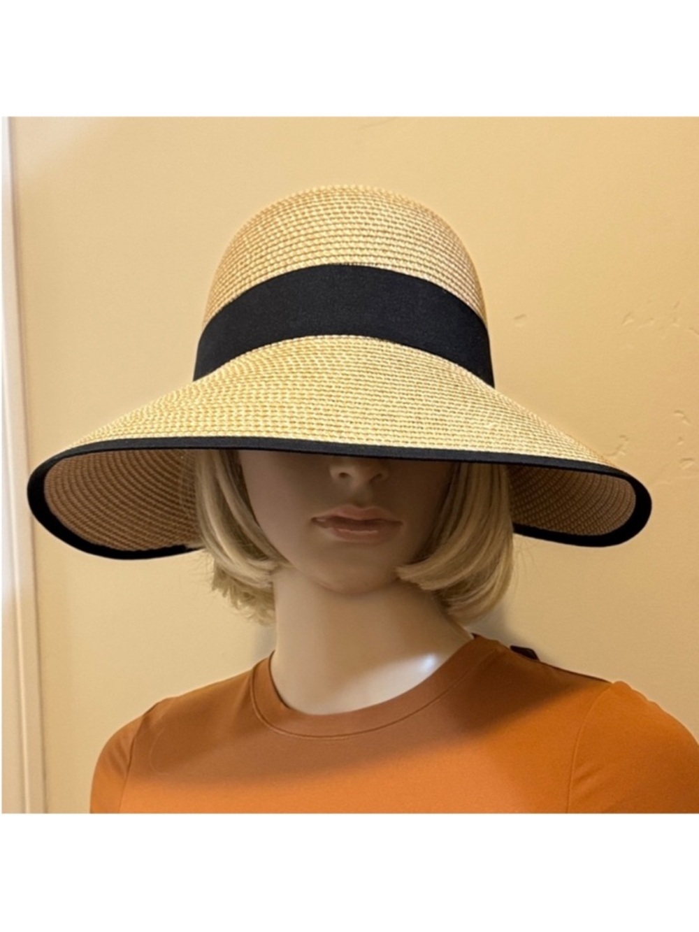 Tory Burch✨ Tan and black Sun Hat one size UPF 50+ - Picture 12 of 15